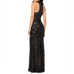 Betsy & Adam Sequin Column Gown